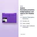 SOBRE PORTADOCUMENTOS POLIPROPILENO CON VELCRO A4 VIOLETA  - características principales