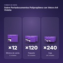 SOBRE PORTADOCUMENTOS POLIPROPILENO CON VELCRO A4 VIOLETA  - formato de venta: paquete de 120, caja de 240