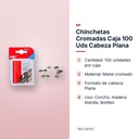 CHINCHETAS CROMADAS CAJA 100 UDS CABEZA PLANA  - características principales