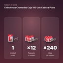 CHINCHETAS CROMADAS CAJA 100 UDS CABEZA PLANA  - formato de venta: paquete de 12, caja de 240