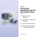 CHINCHETAS NIQUELADAS CAJA 50 UDS CABEZA PLANA - características principales