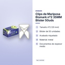 CLIPS DE MARIPOSA BISMARK Nº2 35MM BLÍSTER 50UDS - características principales