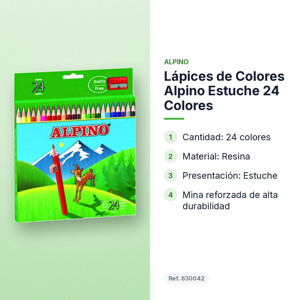 LÁPICES DE COLORES ALPINO ESTUCHE 24 COLORES - características principales