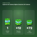 LÁPICES DE COLORES ALPINO ESTUCHE 24 COLORES - formato de venta: paquete de 12, caja de 72