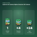 LÁPICES DE COLORES ALPINO ESTUCHE 36 COLORES - formato de venta: paquete de 4, caja de 24