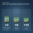LÁPICES DE COLORES ALPINO TRIANGULARES 24 COLORES - formato de venta: paquete de 6, caja de 72