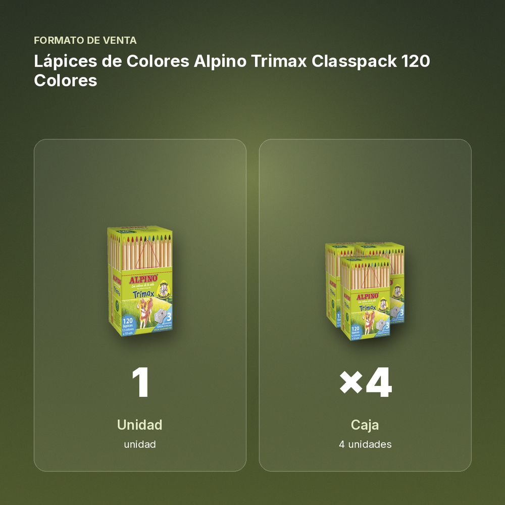 LÁPICES DE COLORES ALPINO TRIMAX CLASSPACK 120 COLORES - formato de venta: caja de 4