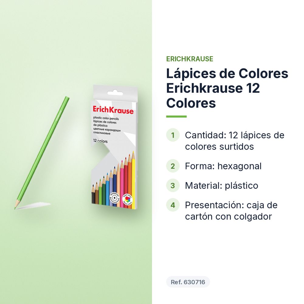LÁPICES DE COLORES ERICHKRAUSE 12 COLORES  - características principales