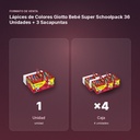 LÁPICES DE COLORES GIOTTO BEBÉ SUPER SCHOOLPACK 36 UNIDADES + 3 SACAPUNTAS - formato de venta: caja de 4