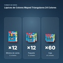 LÁPICES DE COLORES MAPED TRIANGULARES 24 COLORES - formato de venta: paquete de 12, caja de 60