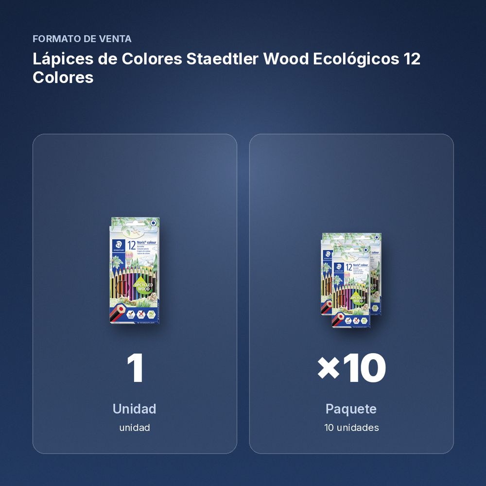 LÁPICES DE COLORES STAEDTLER WOOD ECOLÓGICOS 12 COLORES  - formato de venta: paquete de 10