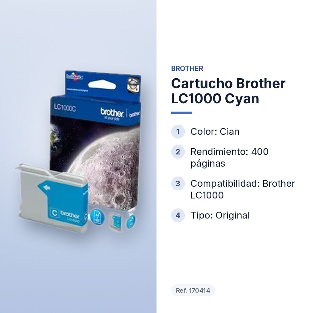 CARTUCHO BROTHER LC1000 CYAN - características principales