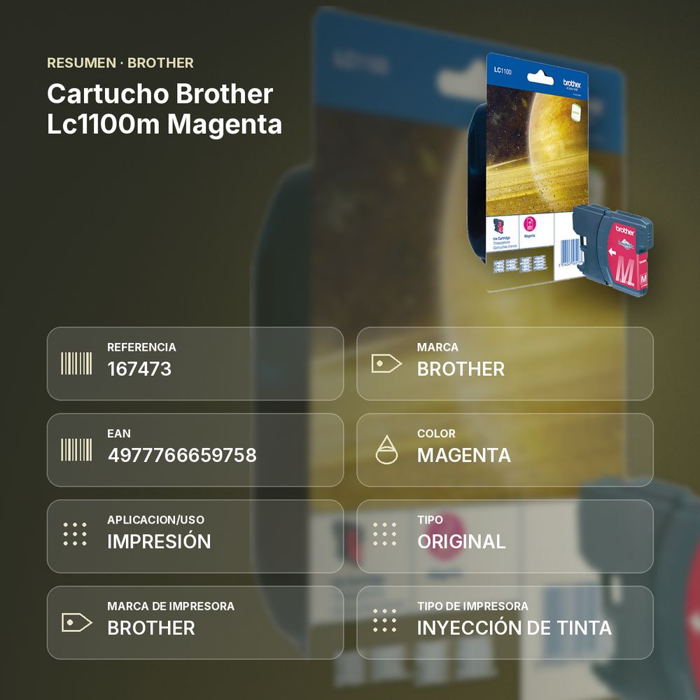 CARTUCHO BROTHER LC1100M MAGENTA - resumen de atributos