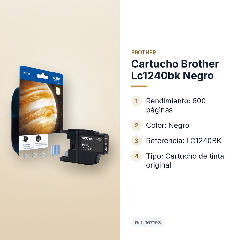 CARTUCHO BROTHER LC1240BK NEGRO - características principales