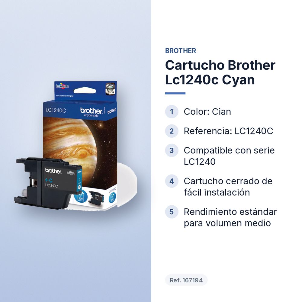 CARTUCHO BROTHER LC1240C CYAN - características principales