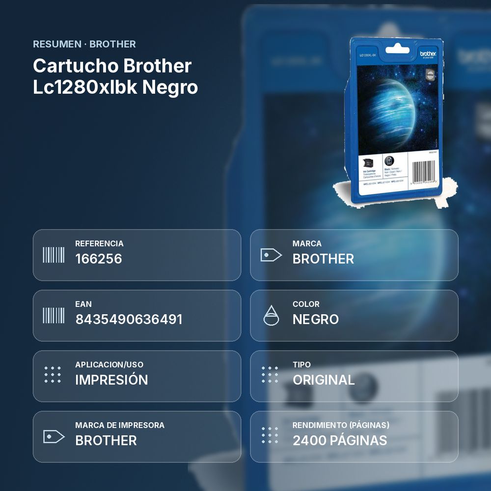 CARTUCHO BROTHER LC1280XLBK NEGRO  - resumen de atributos