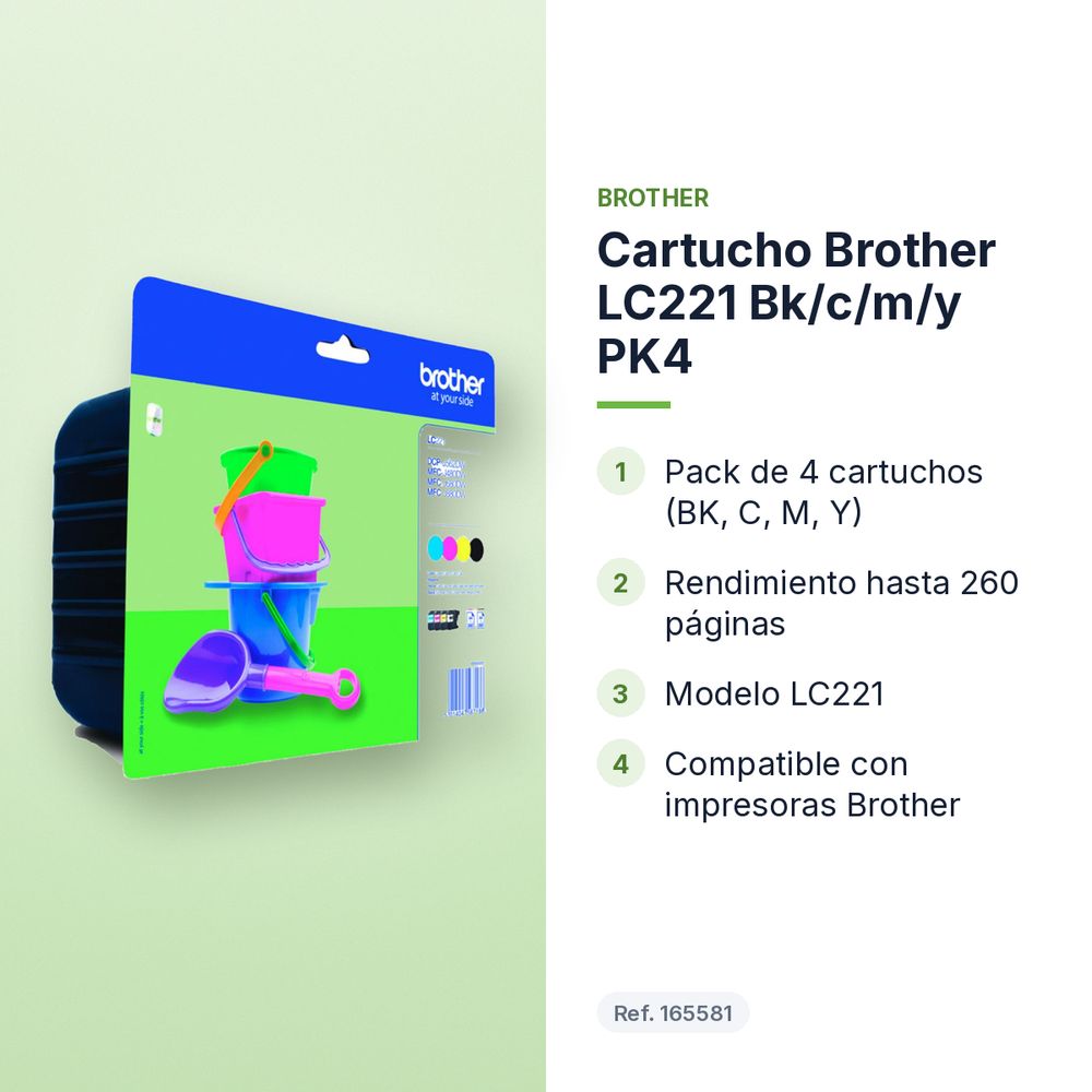 CARTUCHO BROTHER LC221 BK/C/M/Y PK4 - características principales