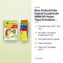 BLOC OXFORD FOLIO ESPIRAL CUADRÍCULA 4MM 80 HOJAS TAPA EXTRADURA PACK 4+1 - características principales