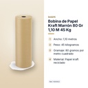 BOBINA DE PAPEL KRAFT MARRÓN 80 GR 1,10 M 45 KG  - características principales