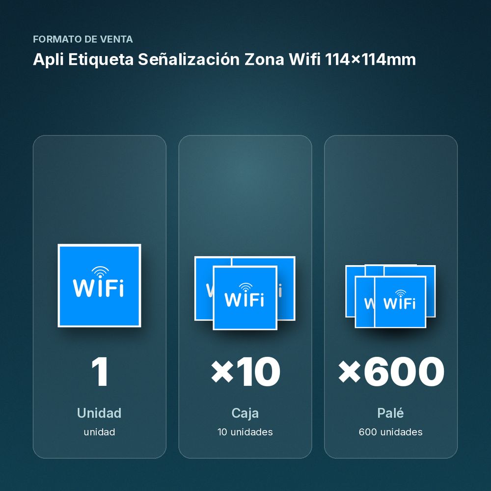 APLI ETIQUETA SEÑALIZACIÓN ZONA WIFI 114X114MM  - formato de venta: caja de 10, palé de 600