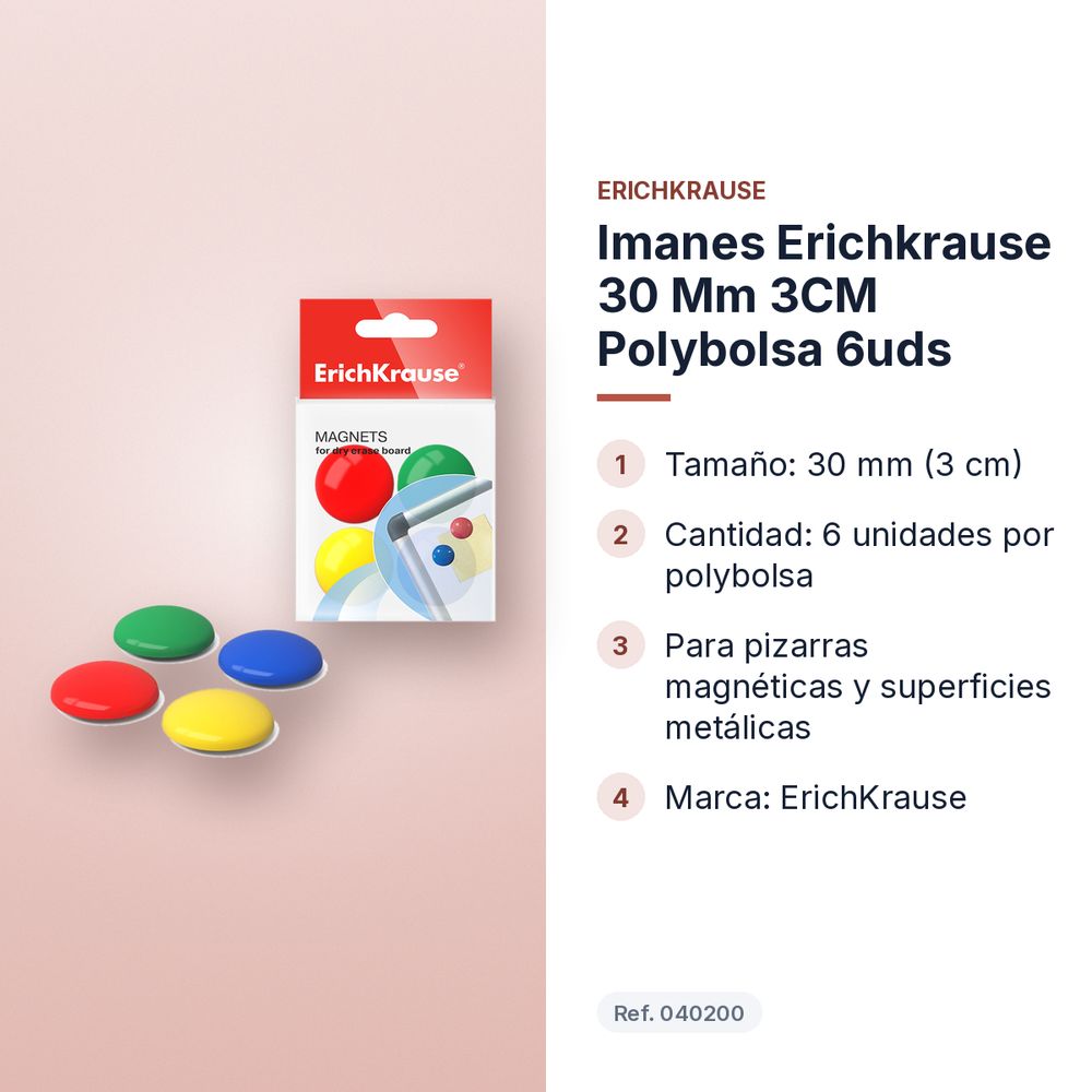 IMANES ERICHKRAUSE 30 MM 3CM POLYBOLSA 6UDS - características principales
