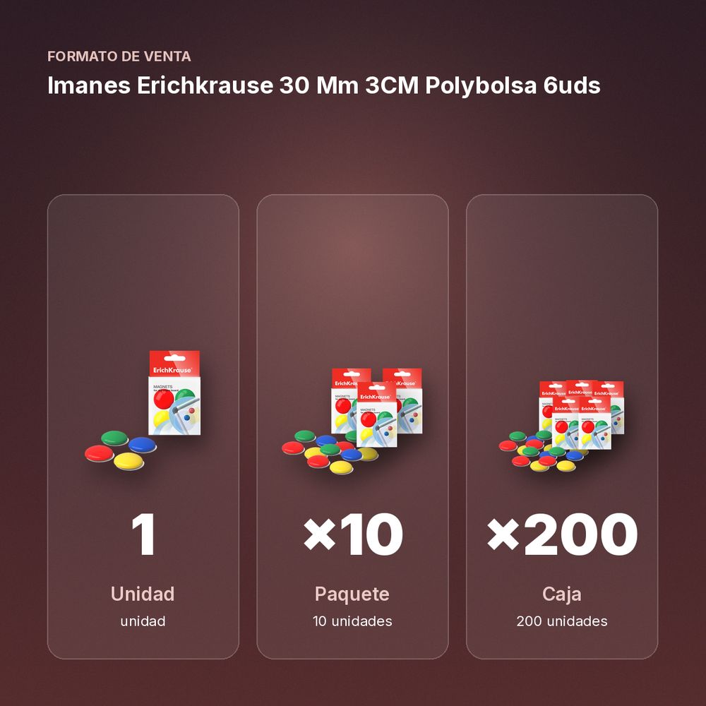 IMANES ERICHKRAUSE 30 MM 3CM POLYBOLSA 6UDS - formato de venta: paquete de 10, caja de 200