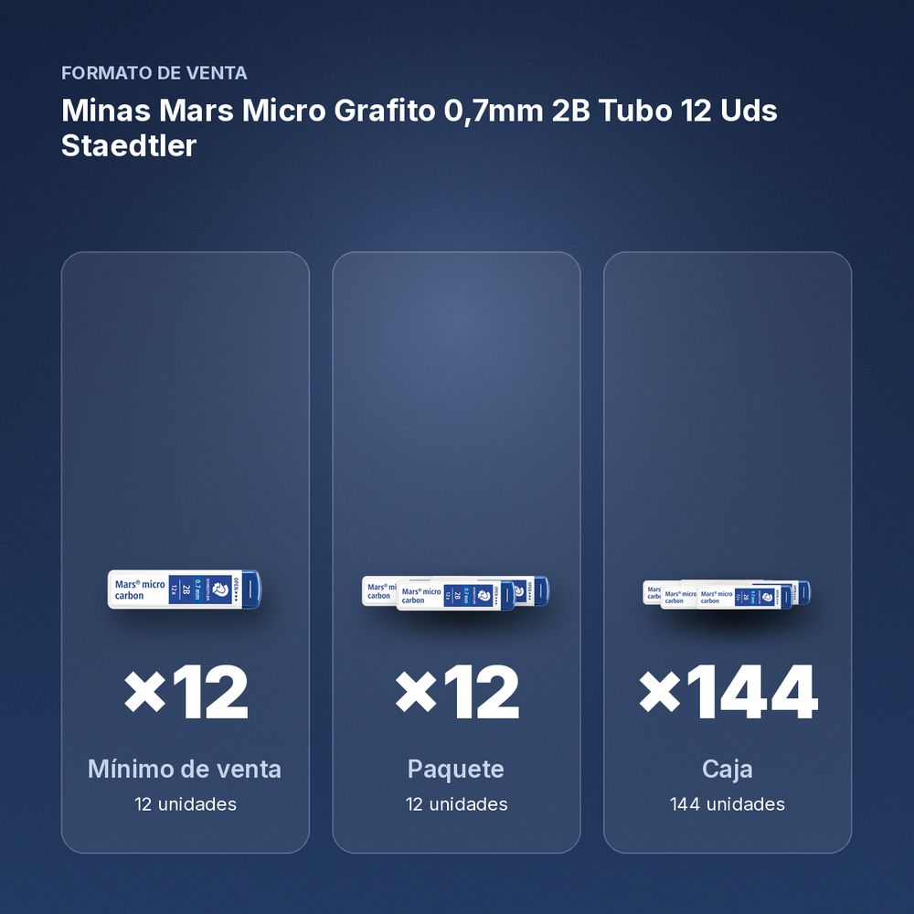 MINAS MARS MICRO GRAFITO 0,7MM 2B TUBO 12 UDS STAEDTLER - formato de venta: paquete de 12, caja de 144