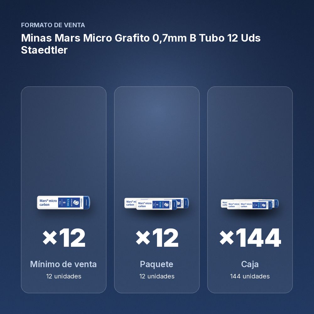 MINAS MARS MICRO GRAFITO 0,7MM  B TUBO 12 UDS STAEDTLER - formato de venta: paquete de 12, caja de 144