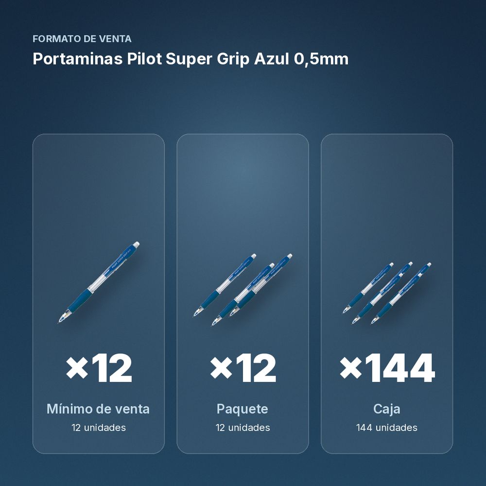 PORTAMINAS PILOT SUPER GRIP AZUL 0,5MM - formato de venta: paquete de 12, caja de 144