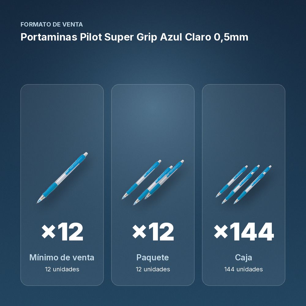 PORTAMINAS PILOT SUPER GRIP AZUL CLARO 0,5MM - formato de venta: paquete de 12, caja de 144