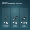 PORTAMINAS PILOT SUPER GRIP NEGRO 0,5MM - formato de venta: paquete de 12, caja de 144