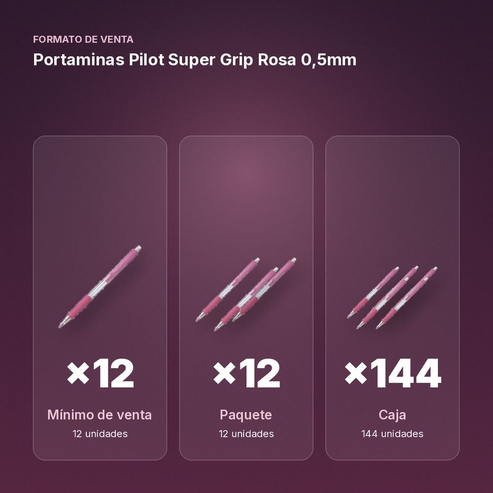 PORTAMINAS PILOT SUPER GRIP ROSA 0,5MM - formato de venta: paquete de 12, caja de 144