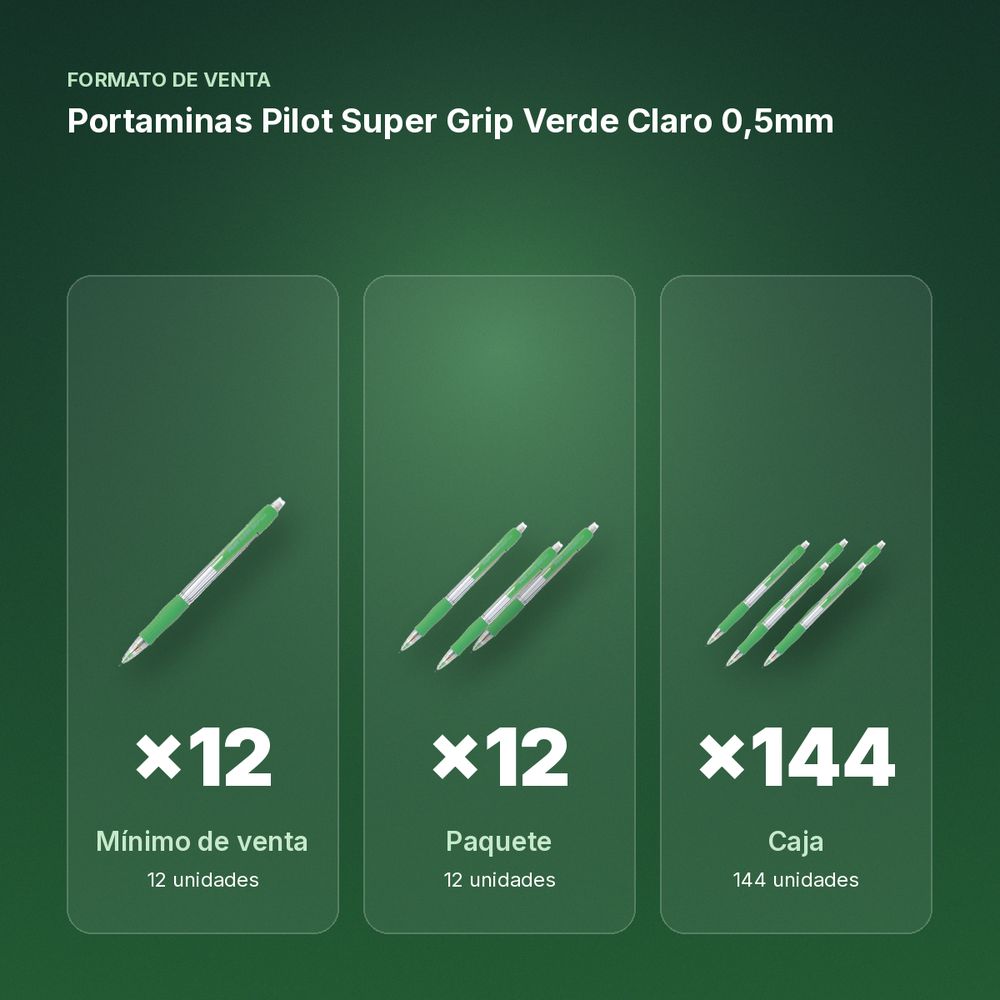 PORTAMINAS PILOT SUPER GRIP VERDE CLARO 0,5MM - formato de venta: paquete de 12, caja de 144