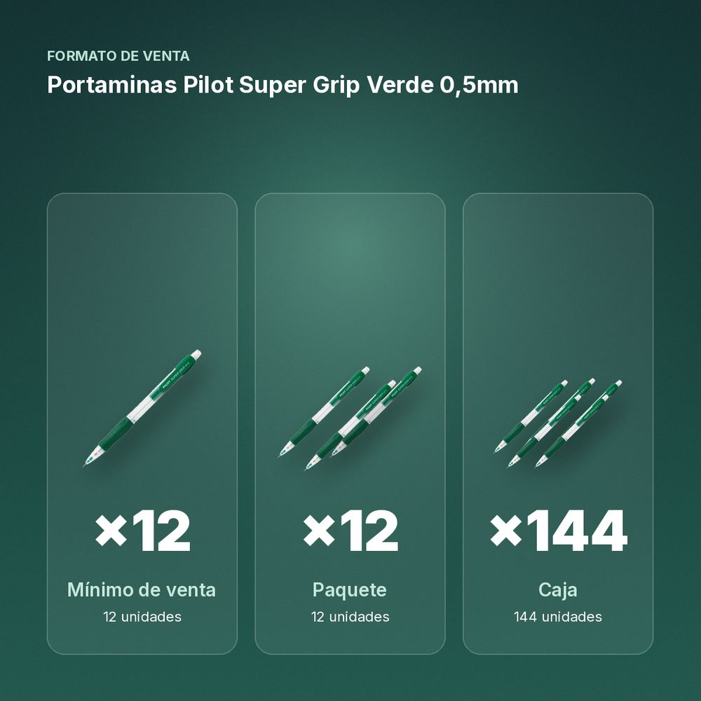 PORTAMINAS PILOT SUPER GRIP VERDE 0,5MM - formato de venta: paquete de 12, caja de 144