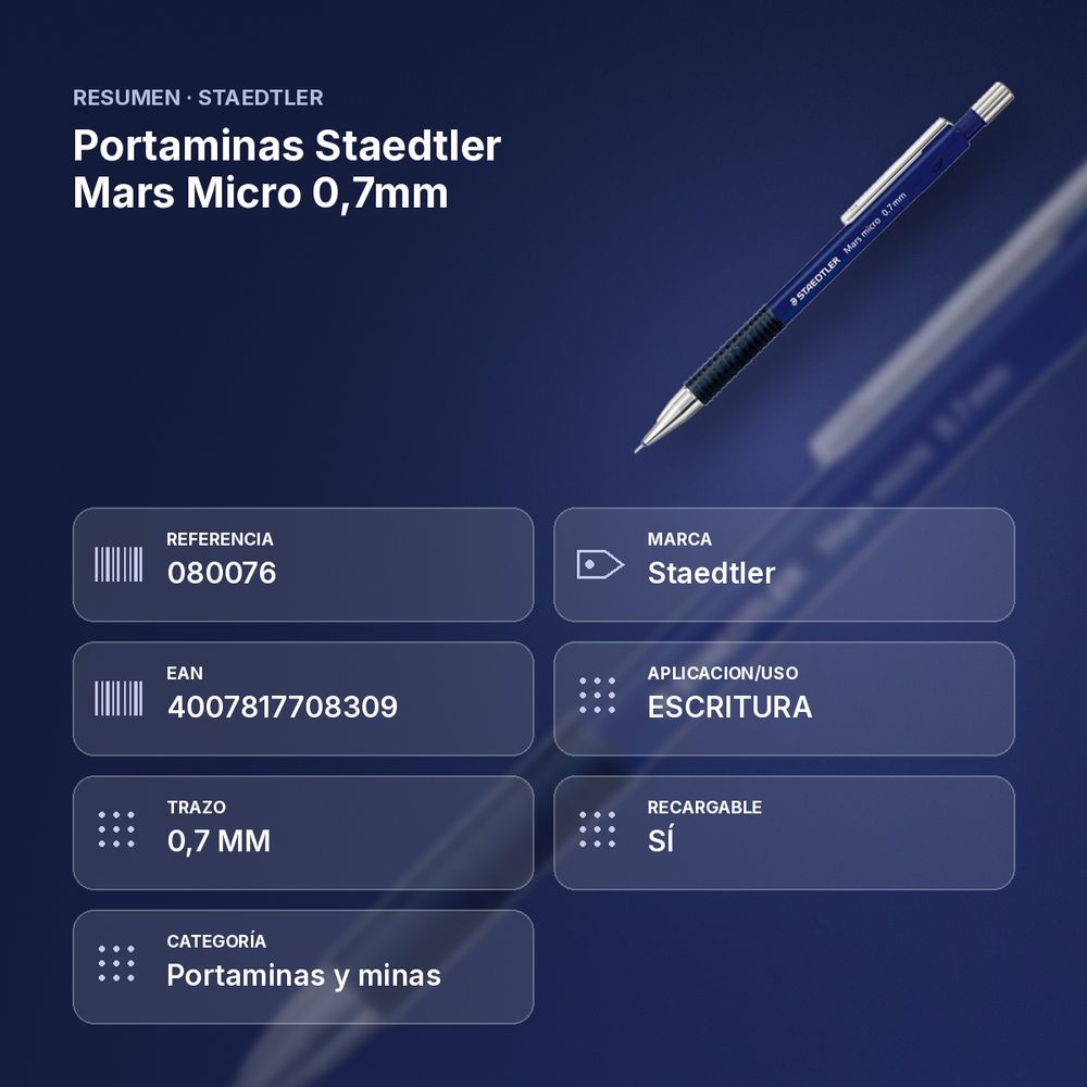 PORTAMINAS STAEDTLER MARS MICRO 0,7MM - resumen de atributos