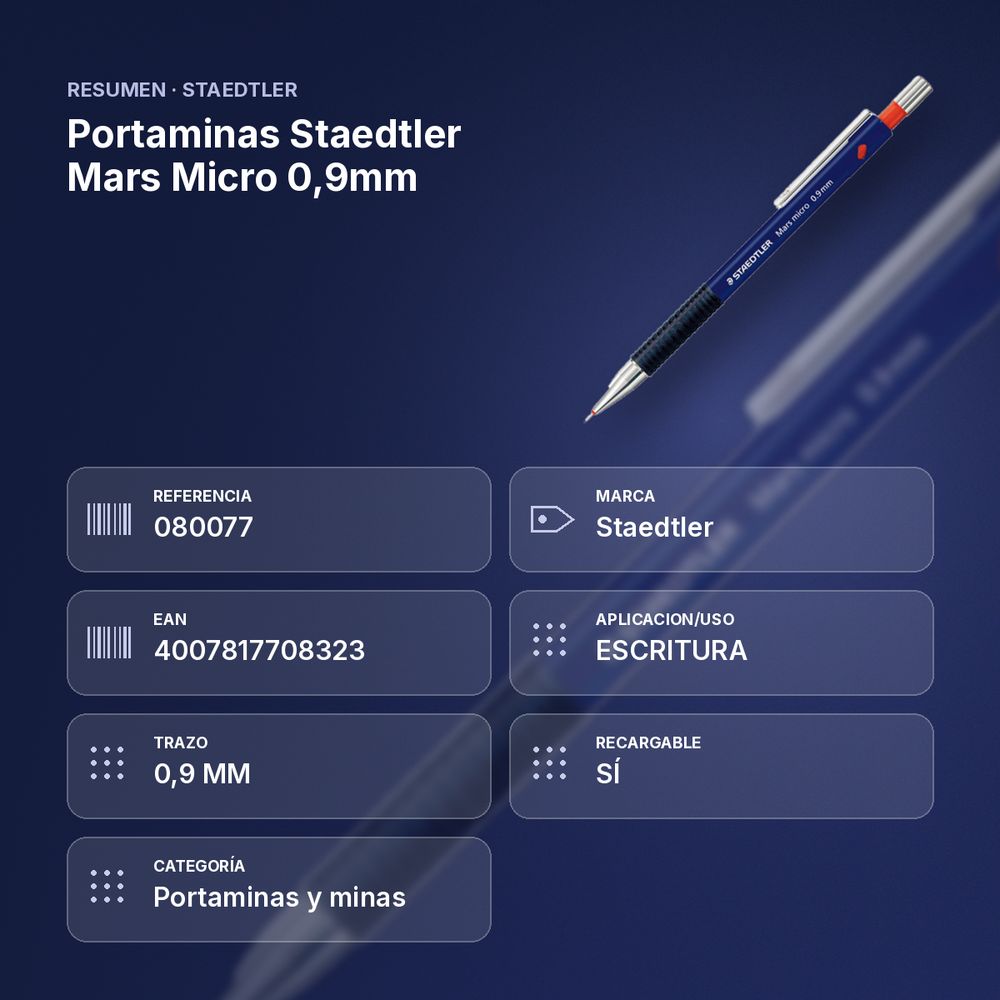 PORTAMINAS STAEDTLER MARS MICRO 0,9MM - resumen de atributos