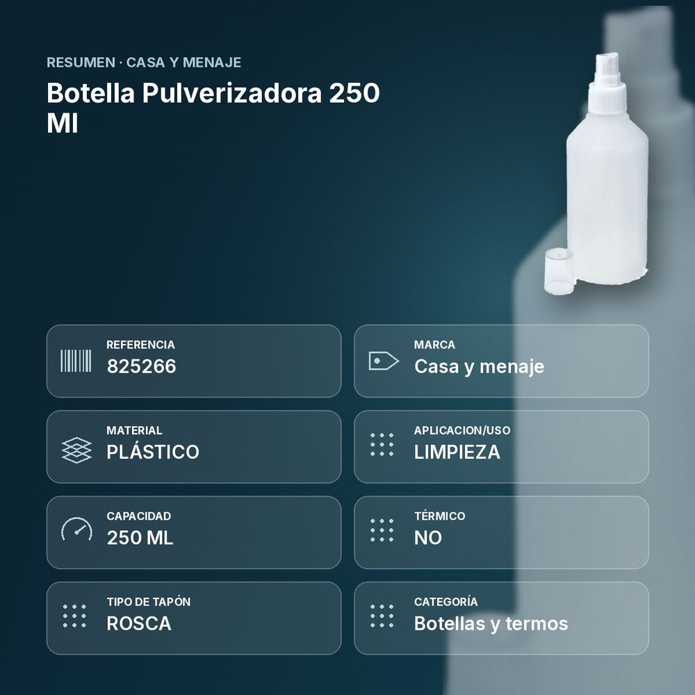 BOTELLA PULVERIZADORA 250 ML - resumen de atributos