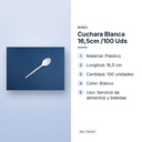 CUCHARA BLANCA 16,5CM /100 UDS - características principales