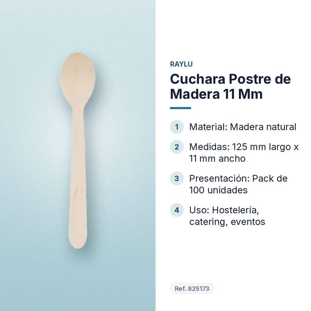 CUCHARA POSTRE DE MADERA 11 MM - características principales