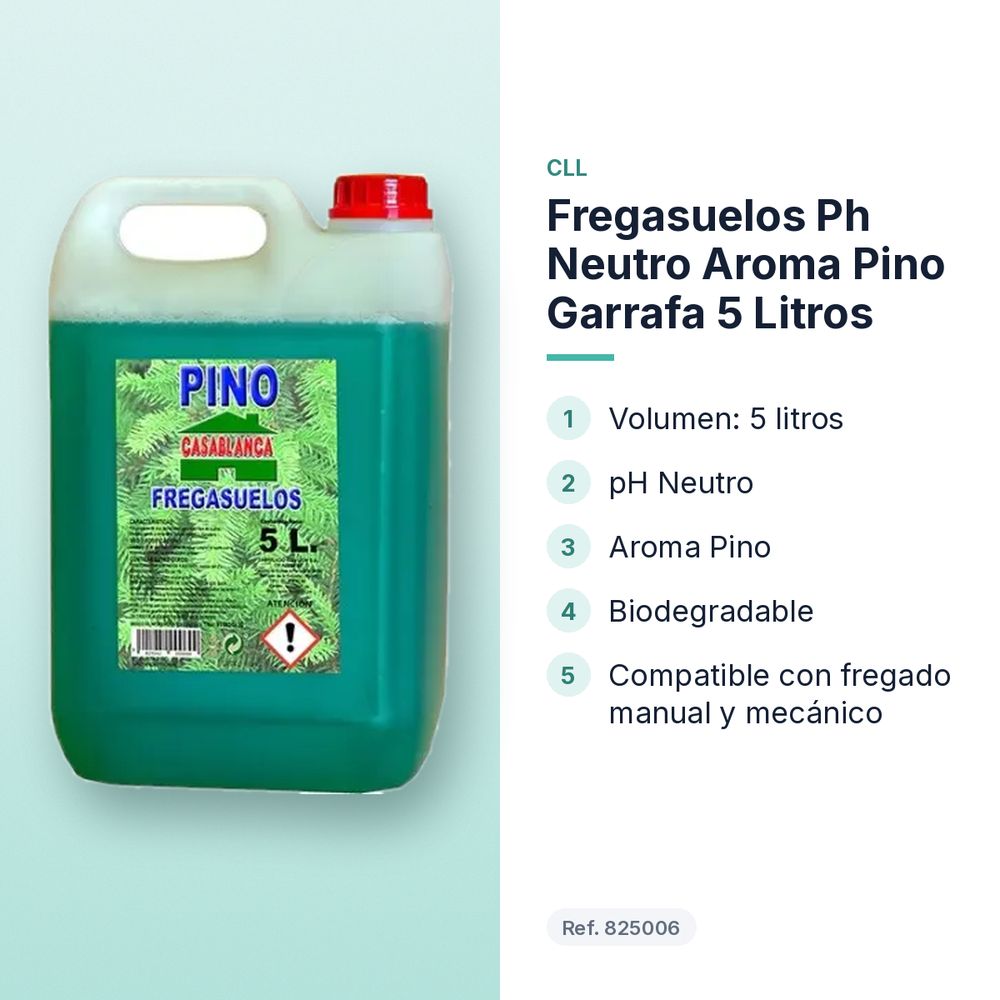 FREGASUELOS PH NEUTRO AROMA PINO GARRAFA 5 LITROS  - características principales