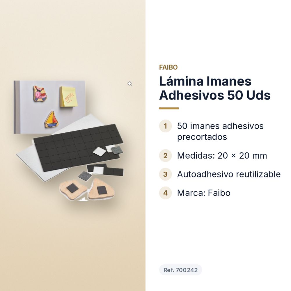 LÁMINA IMANES ADHESIVOS 50 UDS - características principales