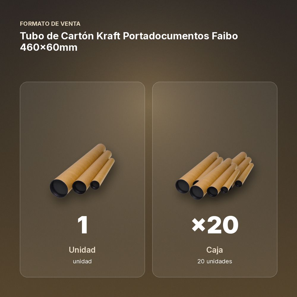TUBO DE CARTÓN KRAFT PORTADOCUMENTOS FAIBO 460X60MM - formato de venta: caja de 20