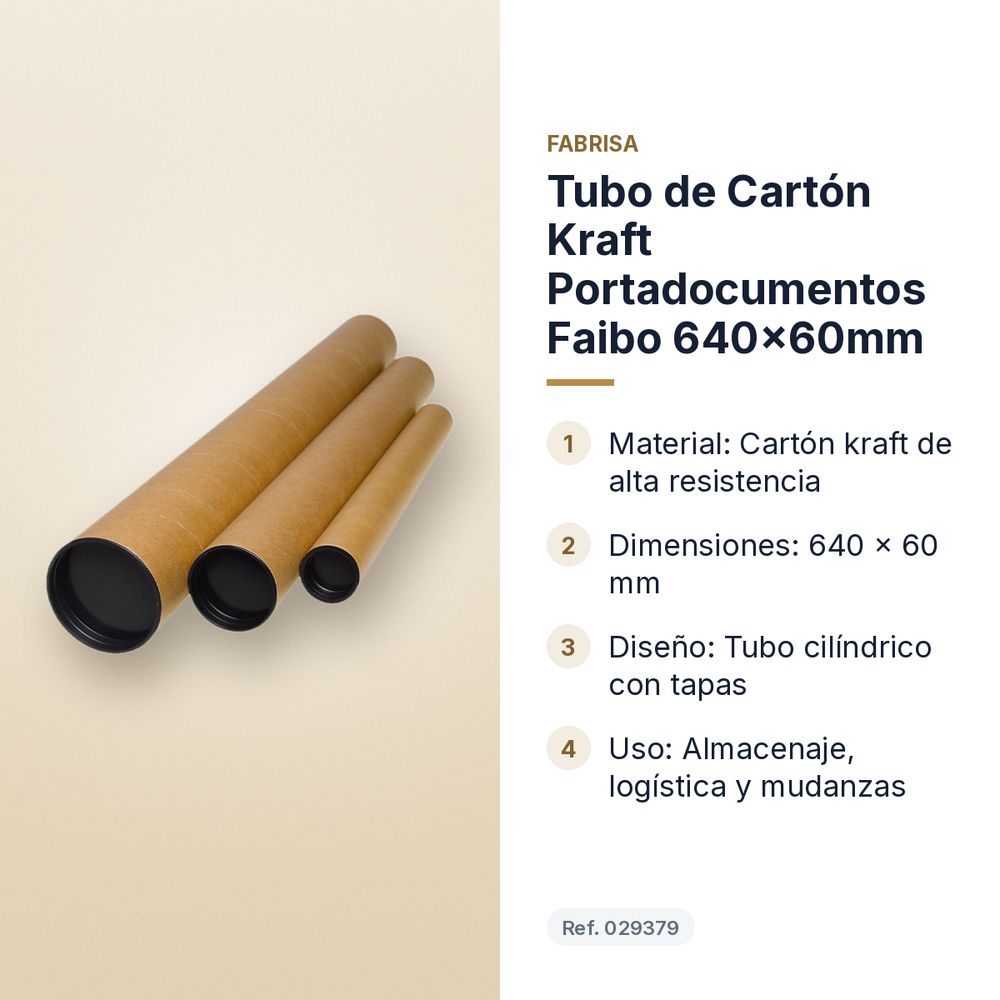 TUBO DE CARTÓN KRAFT PORTADOCUMENTOS FAIBO 640X60MM - características principales