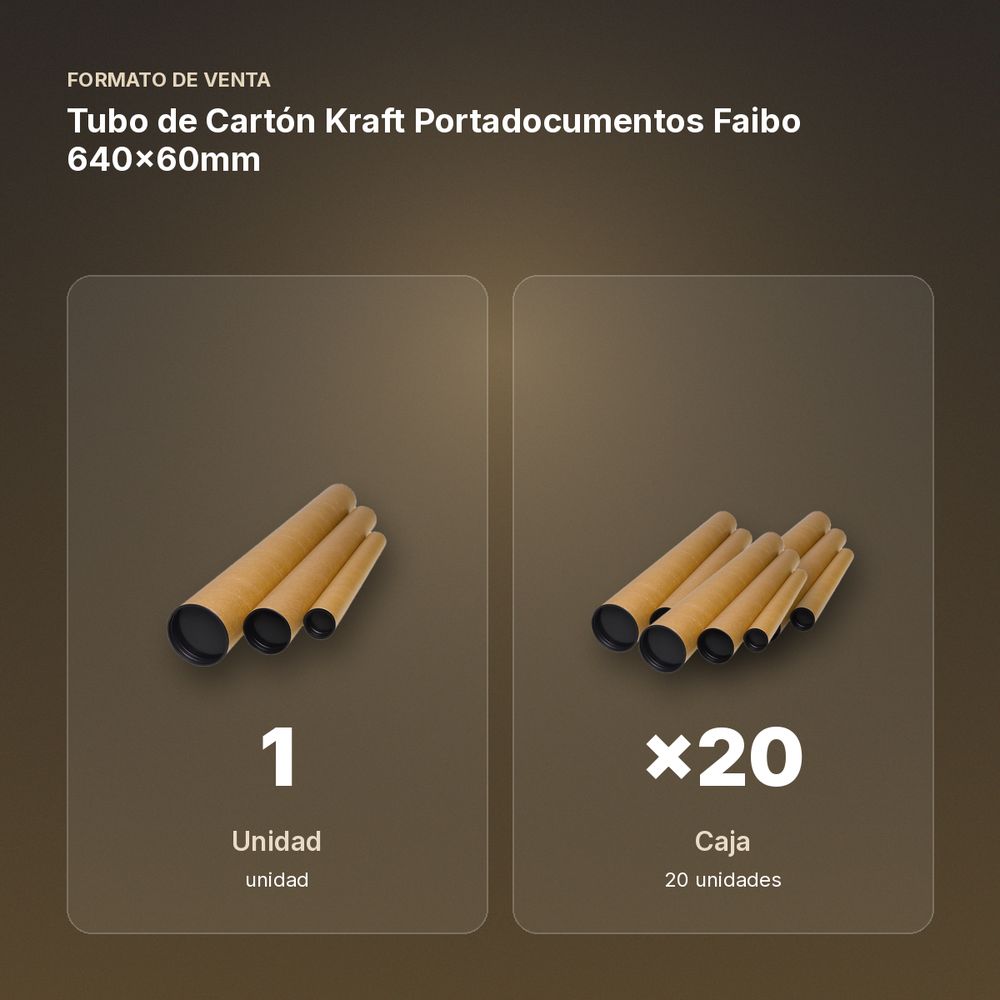 TUBO DE CARTÓN KRAFT PORTADOCUMENTOS FAIBO 640X60MM - formato de venta: caja de 20