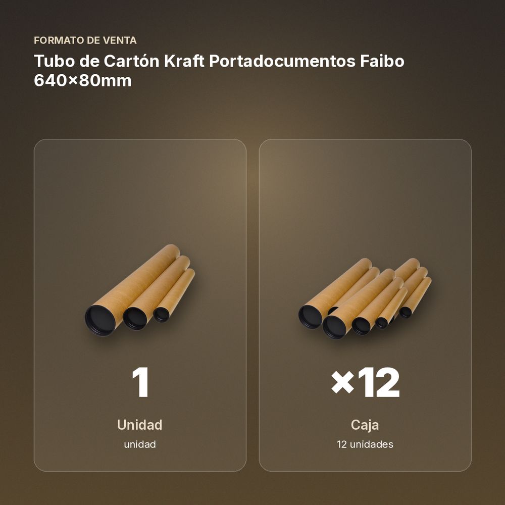TUBO DE CARTÓN KRAFT PORTADOCUMENTOS FAIBO 640X80MM - formato de venta: caja de 12