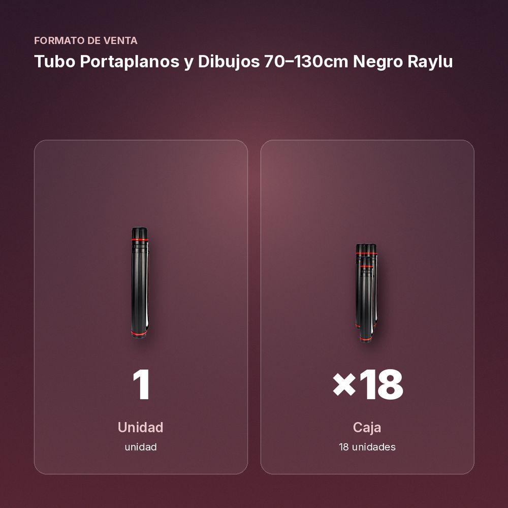 TUBO PORTAPLANOS Y DIBUJOS 70–130CM NEGRO  RAYLU - formato de venta: caja de 18