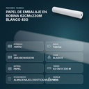 PAPEL DE EMBALAJE EN BOBINA 62CMx230M BLANCO 45G - resumen de atributos