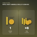 PAPEL KRAFT AMARILLO ROLLO 1x25M 65G - formato de venta: caja de 6