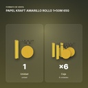 PAPEL KRAFT AMARILLO ROLLO 1x50M 65G - formato de venta: caja de 6