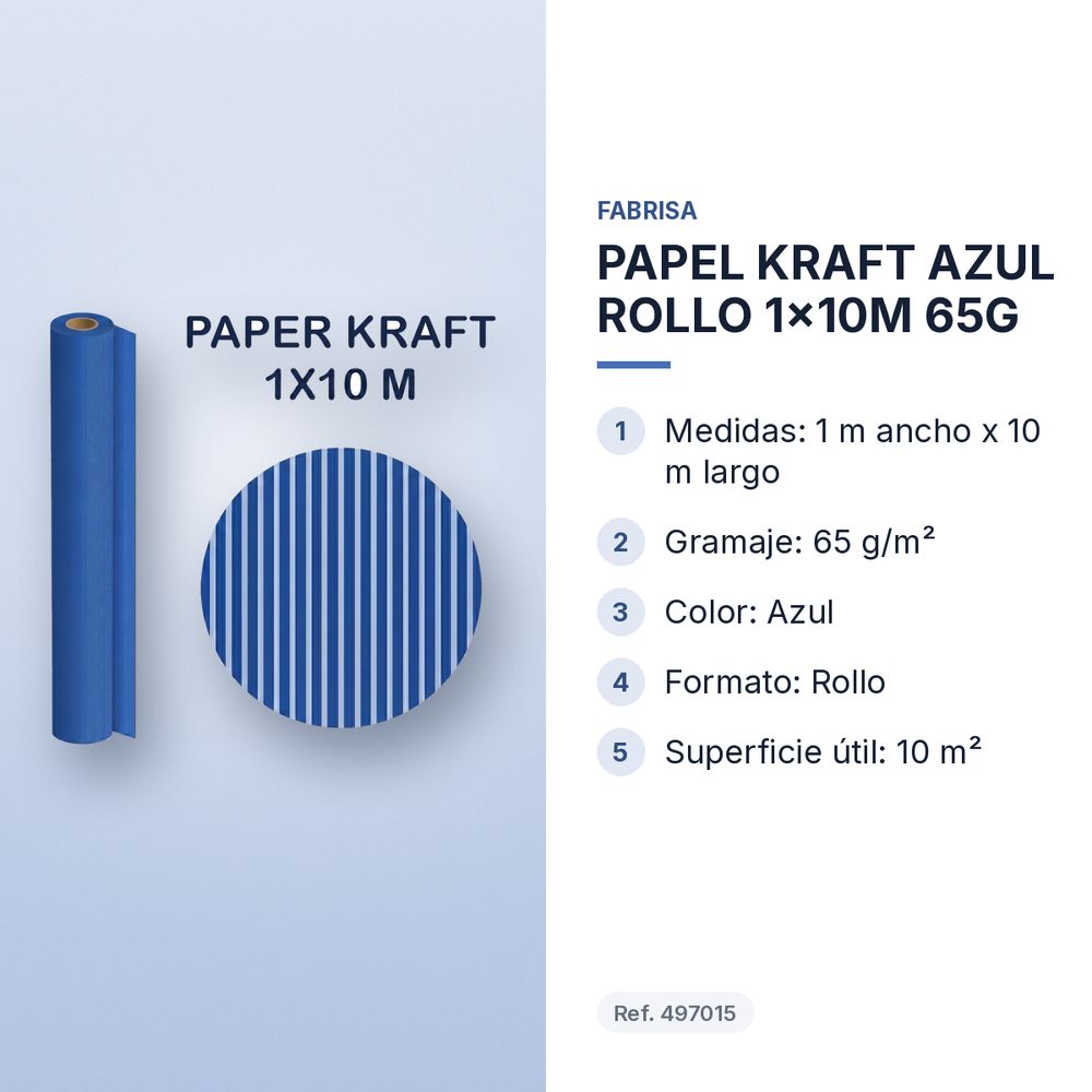 PAPEL KRAFT AZUL ROLLO 1x10M 65G - características principales